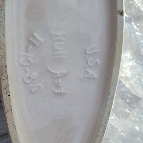 EUC Hull Art Light Peach Colored Vase with Blue Magnolia Flowers Made in USA - Picture 8 of 8